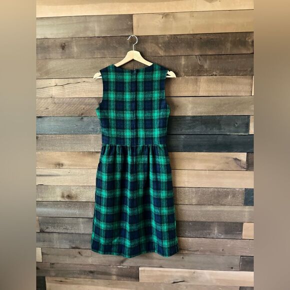 Vintage Wool Plaid V-Neck Lanz Original Midi Dress with Pockets - Picture 9 of 15